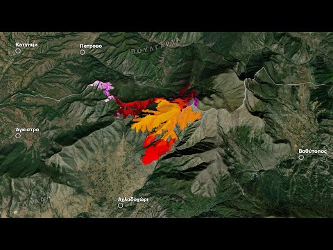 Meteo.gr: Η εξέλιξη της καμένης έκτασης από δορυφορικές απεικονίσεις στην πυρκαγιά στο όρος Όρβηλος