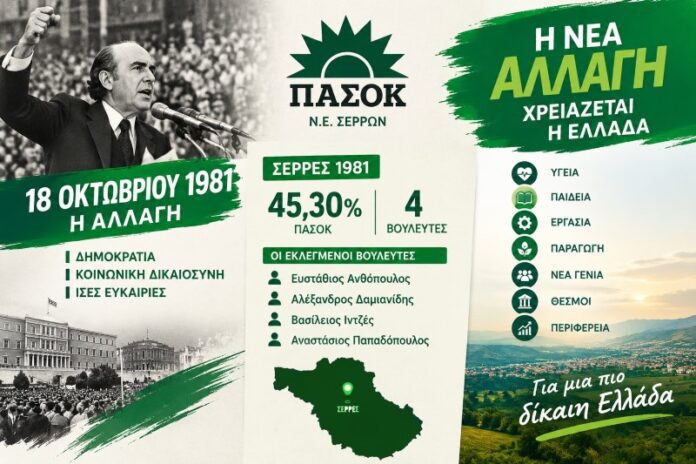 ΑΛΛΑΓΗ 1981-45 ΧΡΟΝΙΑ - ΣΕΡΡΕΣ
